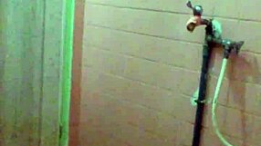 Gay bathroom show with ass play