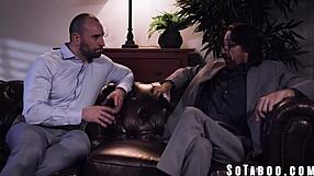 Desperate Girl Spitroasted by Businessman and Stepson