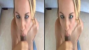 3d slut gives sloppy blowjob in pov with pain and voyeur fun