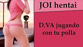 D.Va gives jerk off instructions in Spanish. Anime hentai slave style.