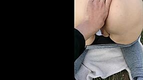 Ass And Pussy Masturbation In The Field