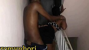 Young couple has hidden sex in construction building