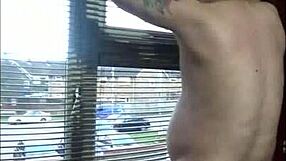 shy solo masturbation by the window