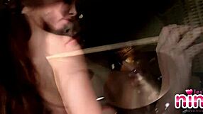 lesbian nina with drums displays her perfect body in amateur show