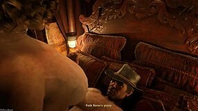 Karen rides Arthur's dick in this RDR2 porn scene