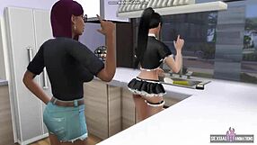 Maid Feels Deep Desire from House Owner Leading to Intense Lesbian Licking and Fingering in 3D