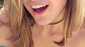 blonde milf teases with outdoor strip and bed play