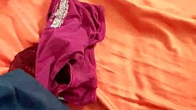 Detailed cumshot on sister-in-law's panties in intimate scene