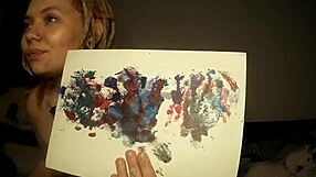 Naughty Russian girl boldly fucks her tattooed ass with dildo on webcam