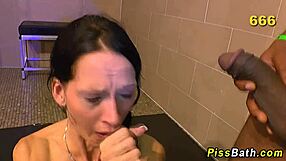 Old small titty fetish ho gets golden shower.