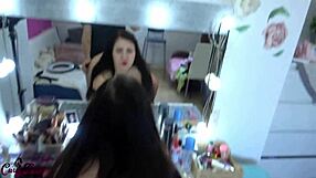 Stepbrother bangs stepsister hard during makeup for wild facial