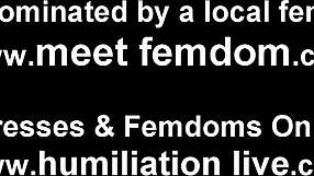 Femdom double teams balls in humiliation