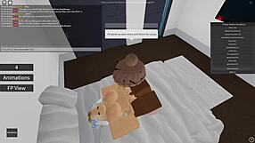 Roblox-porr med amatörblondin som är otrogen i doggy och missionär