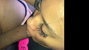 Ebony slut gives blowjob and sucks wet pussy in POV webcam session