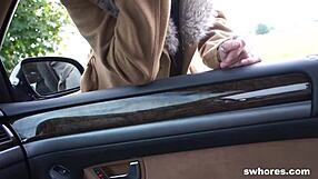 Czech brunette prostitute fucked in car