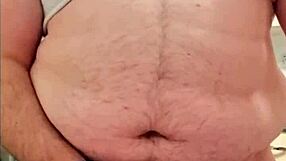 This chubby gay man is showing off his cum in a compilation