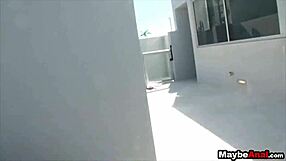 Amateur brunette Evelyn Lacie experiences first anal sex, getting tight asshole fucked deeply in detailed scene