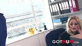 Wow, two hot milf brunettes with big tits share a tattooed black cock in a double blowjob!