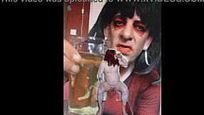 bisexual sissy male exposed naked while peeing and swallowing