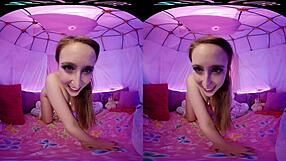 blonde petite girl masturbates in vrallure's pillow palace 😍