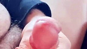 This chubby gay man is showing off his cum in a compilation