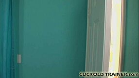 in this humiliating bisexual femdom scene, the old cuckold watches his mistress make me orgasm