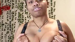 Spitting On My Big Ebony Tits While Fetish Chubby