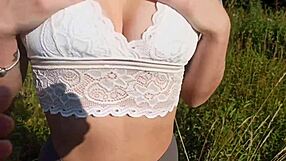 Fuck pussy in bushes cum in pantyhose