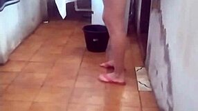 I recorded my maid hanging clothes in a super slutty way, showing her big ass.