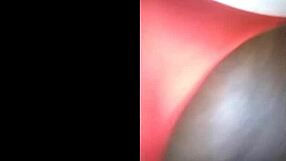 Her shaved black pussy is full of cum after monster cock anal