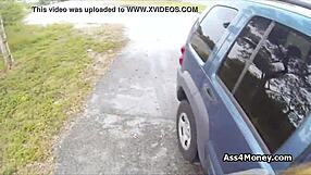 perky blonde amateur gets paid for outdoor blowjob