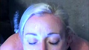 Amateur Blonde Girlfriend Gives Blowjob to Friend's Big Monster Cock, Receiving Homemade Cumshot.