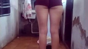 I recorded my maid hanging clothes in a super slutty way, showing her big ass.