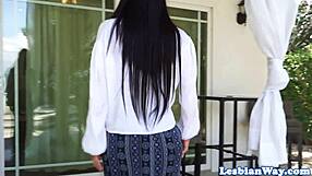 I love watching this glamorous lesbian babe get her big tits fingered passionately