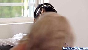 I love watching this glamorous lesbian babe get her big tits fingered passionately