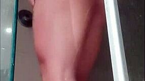 Brunette teen Ela gets naughty in the bath and shows her assets