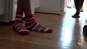 baking christmas cookies with couple