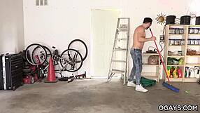 gay sex deepthroat and anal in garage with big cock