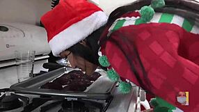 baking christmas cookies with couple