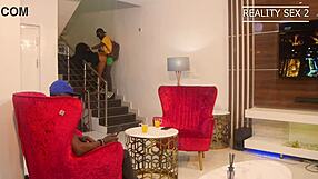 African Wife Squirts Hard for Big Black Cock Stepson