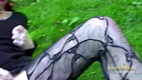 Young Redhead's Horny Pussy and Ass Fucked Outdoors Next Door