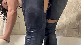 Showering in wet clothes feels so naughty and thrilling