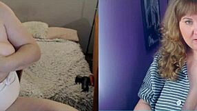 BBW mother-in-law chatting on video call from home