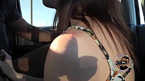 Watch Pipe3 Ama Rio Deliver a Sloppy Blowjob in the Car! Get Caught?