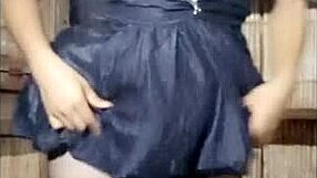 Stepsister's delicious fantasy: masturbating in apartment, fantasizing about sex with visitors