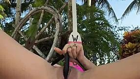 Can Asian Latina Babe Luna Luxe Resist Playing with Her Shaved Pussy Outdoors?