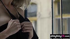 i admire miky muse's classy blonde beauty and amazing natural tits