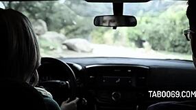 Blonde teen Aubrey fucks instructor outdoors