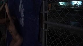 b paddling and slave wake up first time rough outdoor public in bound domination bondage.