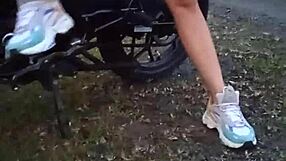 young latina flashing big tits and pussy in public outdoors